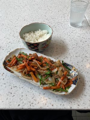 Bulgogi with Steamed Rice at Nature's Charm in Bangkok