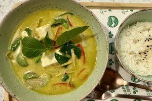Green curry  at Nature's Charm in Bangkok