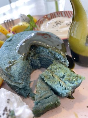 Pancakes with matcha sauce  #Veganuary at Nature's Charm in Bangkok