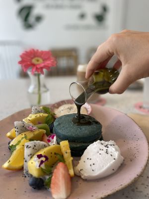 Pancakes breakfast all day #Veganuary at Nature's Charm in Bangkok