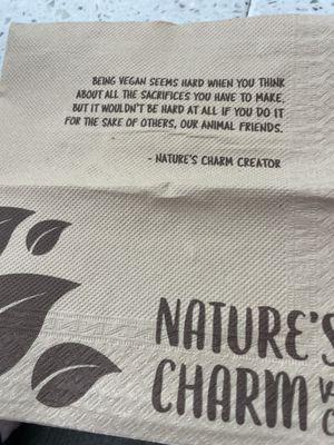 Special saying on napkins   at Nature's Charm in Bangkok
