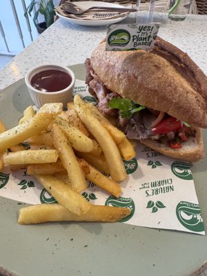 Banh Mi and salad   at Nature's Charm in Bangkok