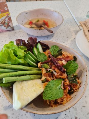 Tofu mushroom salad at Nature's Charm in Bangkok
