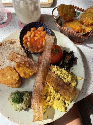 Breakfast plate - unfortunately Guac was off and also has cilantroo  at Nature's Charm in Bangkok