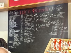 the current menu  at Caffé La Feltrinelli in Florence