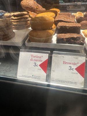 there cake is labeled as plant based  at Caffé La Feltrinelli in Florence