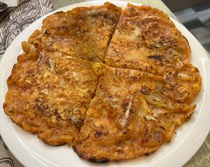 Kimchijeon - vegan Kimchi pancake   at Dokdo Korea in Madrid