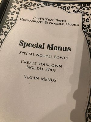 Menu at Pom's Thai Taste Restaurant and Noodle House in Portland