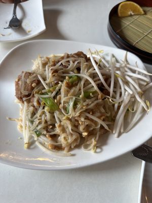 Pad Thai with soy chicken   at Pom's Thai Taste Restaurant and Noodle House in Portland