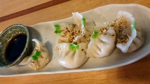 Vegan dumplings at The Flying Pigeon in Gisborne