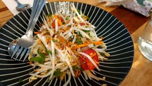Papaya salad at The Flying Pigeon in Gisborne