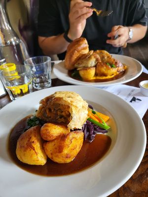 Comparison with a regular roast, such a small portion the vegan one. at The Great Exhibition in South East London