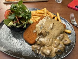 Schnitzel with extra mushroom sauce   at ALEX in Koblenz