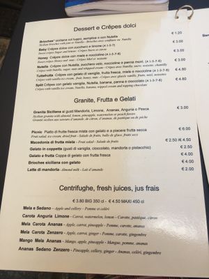 Menu at Picnic in Noto