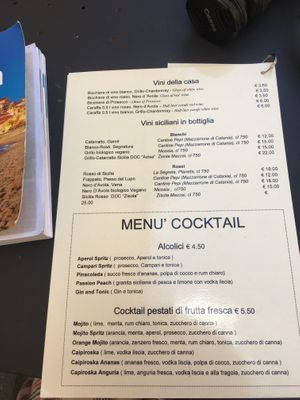Menu  at Picnic in Noto