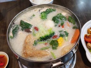 Soya bean mini hotpot - good for 2pax 👍 at North South East West Fusion Vegetarian Restaurant 东南西北素食融合餐馆 in Central Singapore