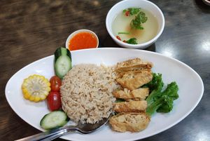 Hainan Roast Chicken Rice at North South East West Fusion Vegetarian Restaurant 东南西北素食融合餐馆 in Central Singapore