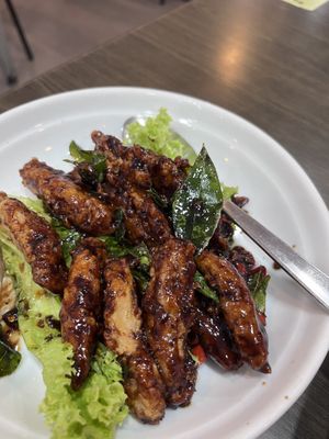 Blk pepper meat  at North South East West Fusion Vegetarian Restaurant 东南西北素食融合餐馆 in Central Singapore