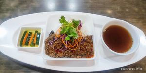Taiwan Braised Soya Texture Rice 台湾卤肉饭 - 2024/06/15 at North South East West Fusion Vegetarian Restaurant 东南西北素食融合餐馆 in Central Singapore