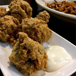 Fried Chicken with vegan mayonnaise  at North South East West Fusion Vegetarian Restaurant 东南西北素食融合餐馆 in Central Singapore