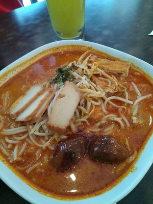 Nonya laksa at North South East West Fusion Vegetarian Restaurant 东南西北素食融合餐馆 in Central Singapore