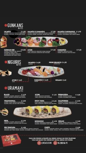 Menu  at New Sushi  in Costa Da Caparica