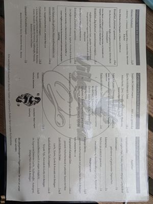 Menu at Villa Kalka in Cologne