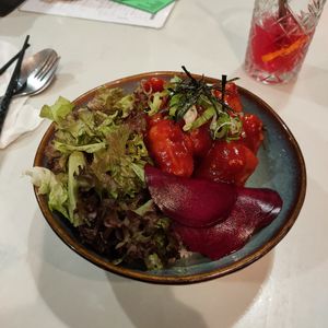 Jackfruit donburi at Villa Kalka in Cologne