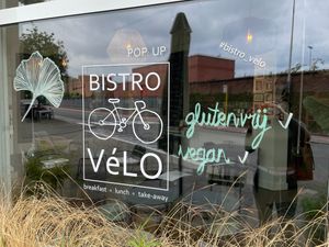 Their logo, vegan & gluten-free  at  Bistro VéLO in Antwerpen