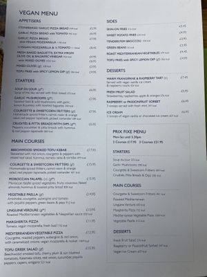 Full vegan menu  at Ego Mediterranean in Lytham St Annes