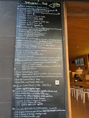 Menu on the board. They do have paper menus too.  at Taste The Way in A Coruna
