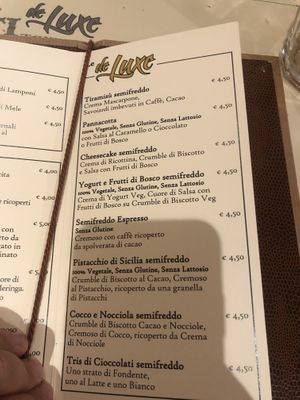 Menu dolci  at Pirati DeLuxe in Codogno