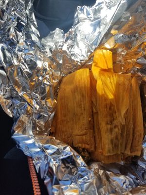 Vegan chicken and beef tamales  at Belenty's Love in Fort Worth