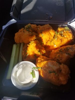 Buffalo cauliflower wings and vegan ranch  at Belenty's Love in Fort Worth