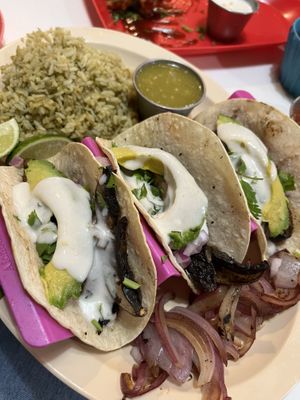 Portobello asada taco plate  at Belenty's Love in Fort Worth