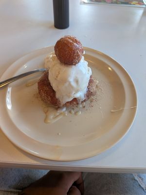 Cinnamon sugar donut with ice cream at Belenty's Love in Fort Worth