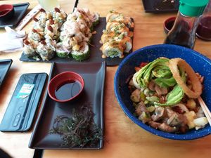 Sushi y ceviche del chef. at Kambo Vegan Sushi in Santiago