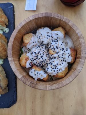 Cubitos de tofu at Kambo Vegan Sushi in Santiago