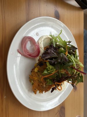 Thai spiced fritters  at Cafe Stepping Stone in Canberra