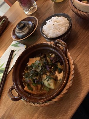 Eggplant and tofu  at Com Chay in Mannheim