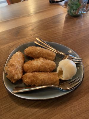 Deepfried banana with vanilla ice cream  at Com Chay in Mannheim