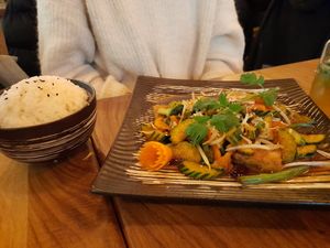 Vegetables with rice at Com Chay in Mannheim