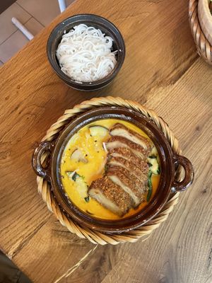 Vegan curry, fake duck and rice noodles #nom  at Com Chay in Mannheim