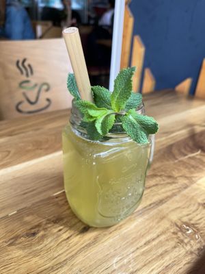 Selfmade unsweetened (!) greentea icetea  at Com Chay in Mannheim