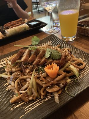 The vegan duck on a noodle dish  at Com Chay in Mannheim