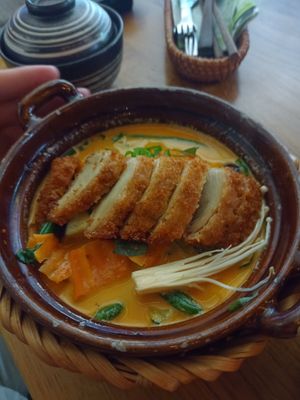 Curry with rice and vegan duck at Com Chay in Mannheim