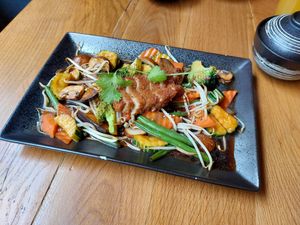 Vegetables and duck in brown sauce at Com Chay in Mannheim