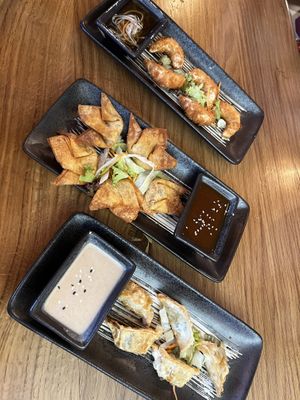 Gyoza chien, Wantan chien und Tom chien  at Com Chay in Mannheim