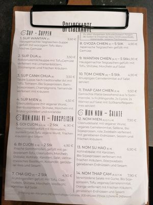 Speisekarte at Com Chay in Mannheim