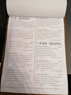 Speisekarte at Com Chay in Mannheim